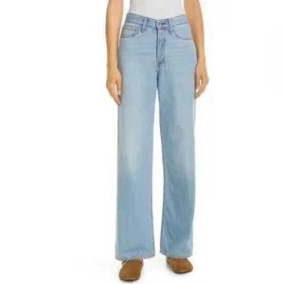 Women Rag & Bone Logan Low Rise Light Blue Wide-Leg Button-Fly Denim Jeans 27 - Picture 1 of 14